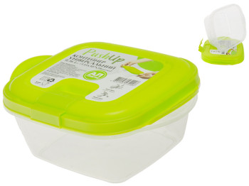 Контейнер Ал-Пластик PushUp квадратний універсальний, безбарвний з кольоровою кришкою 360мл