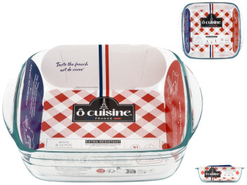Форма для запекания O Cuisine, квадратная, боросиликатное стекло, 1л, 22×17×6см, цвет прозрачный