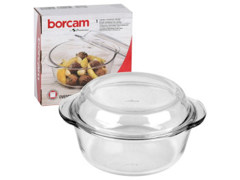 Кастрюля Pasabahce Borcam, стекло, круглая, с крышкой, цвет прозрачный, 22 х 19 х 10 см, 1.5 л