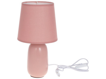Лампа настольная с фарфоровым основанием и тканевым абажуром, 33,5см, цвет розово - персиковый