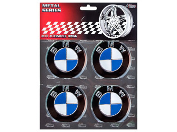 Наклейки на ковпаки BMW, 9см, сині, 4шт