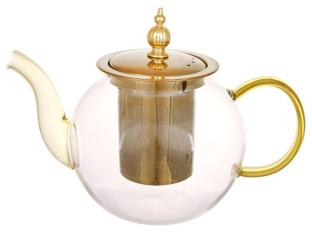 Чайник заварочный с металлическим фильтром, боросиликатное стекло, 800мл, цвет прозрачный