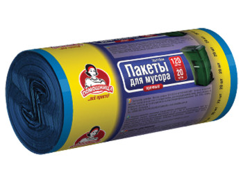 Мусорные пакеты ТМ "Помічниця" 120л 20шт LDPE, HDPE, 70см х 110см, синие
