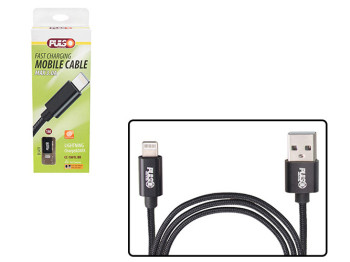 Кабель Pulso CC-1801L BK, USB - Lightning 3А, 1м, black (быстрая зарядка/передача данных)
