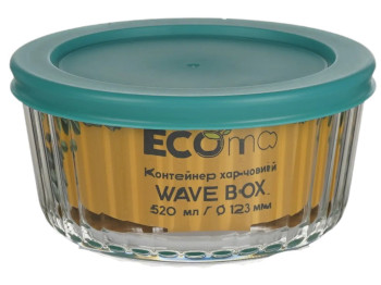 Контейнер Eсomo Wave Box, круглый, боросиликатное стекло, 520мл, 12,3×12,3×6,3см, цвет прозрачный