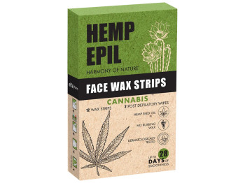 Восковые полоски для лица и зоны бикини Hemp Epil 12 полос, 2 салфетки