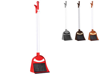 Набор для уборки Plastart совок и щетка с ручкой (лентяйка) 23х19,5х94,8см