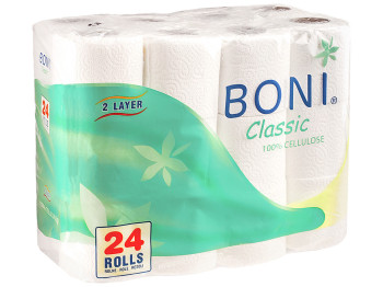 Бумага туалетная двухслойная Boni "Classic" белая (цена за упаковку 24шт) 33766100