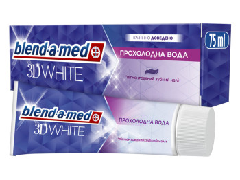 Паста зубная Blend-a-med 3D White White Cool Water, отбеливающий эффект, с мятой и фтором, 75мл