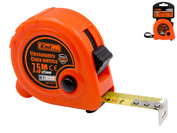 Рулетка Kmt Tools, пластик, нержавеющая сталь, 7,5м×25мм, цвет оранжевый