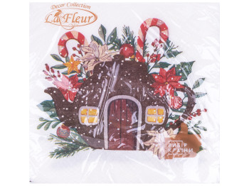 Салфетка La Fleur Рождественский дом эльфов, 33х33см, 2слоя, 16шт