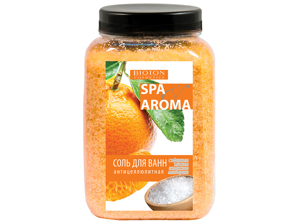 Соль морская для ванн Bioton Spa&Aroma антицеллюлитная с эфирным маслом испанского мандарина, 750г