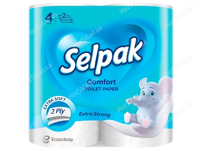 Бумага туалетная Selpak Comfort белая двухслойная (цена за упаковку 4шт)
