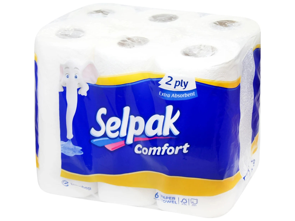Полотенце бумажное кухонное Selpak Comfort, 2 слоя, 6шт