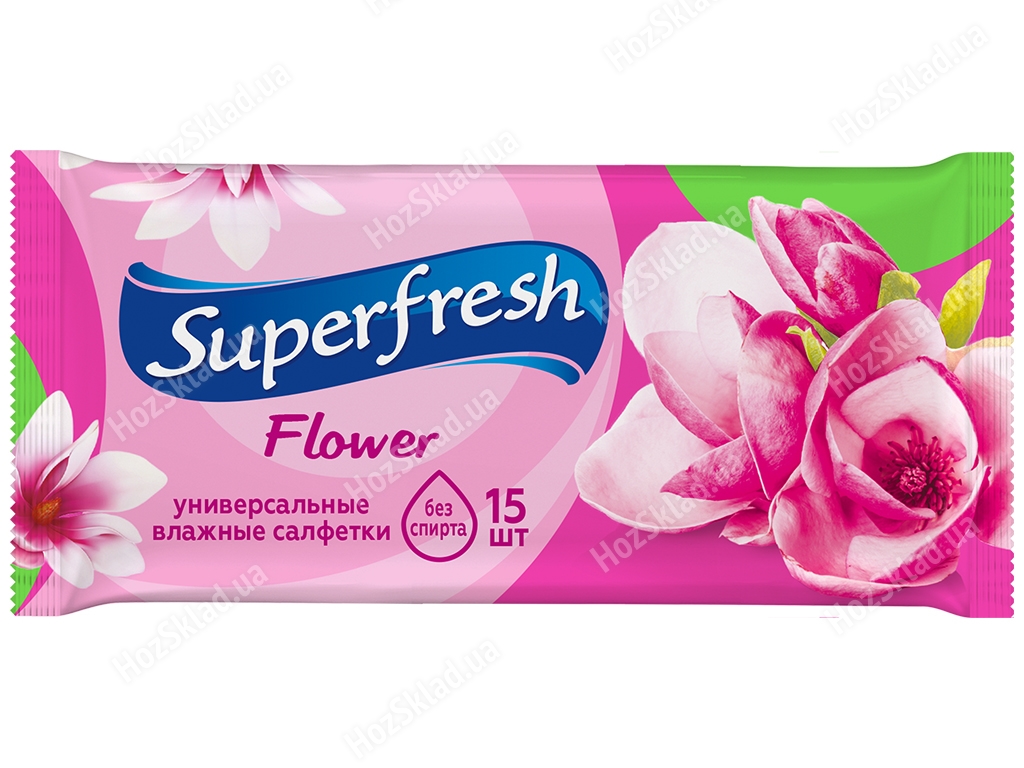 Влажные салфетки универсальные Superfresh Flower 15шт