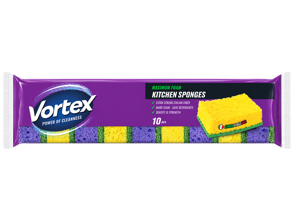 Губки кухонні Vortex, поролон, абразивна фібра, 5,9×3×8,8 см, 10 шт Губки кухонні Vortex, поролон, абразивна фібра, 5,9×3×8,8 см, 10 шт