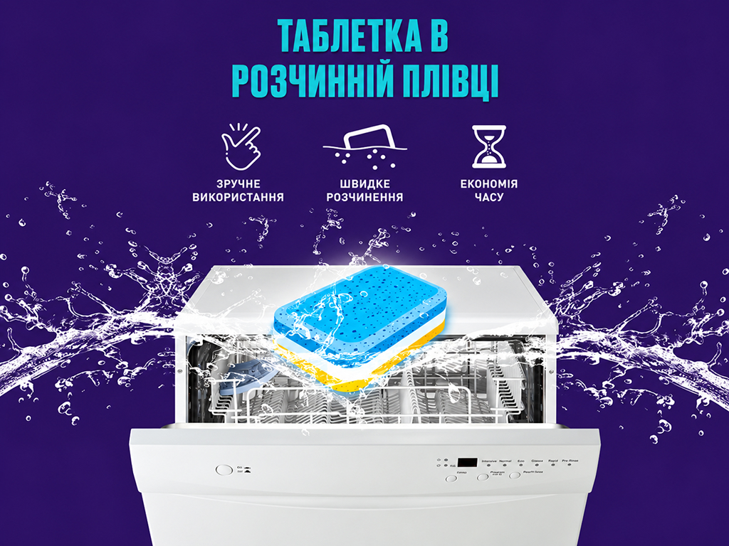 Таблетки для посудомийної машини Vortex All in One, безфосфатні, 20 шт