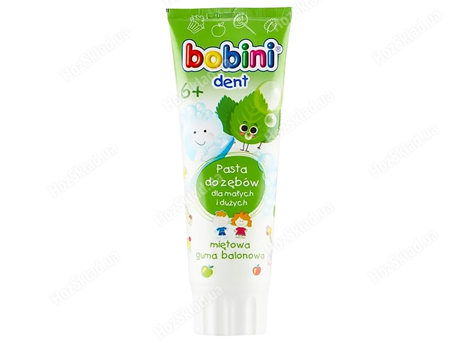 Зубна паста Bobini Kids Mint Bubble Gum, для дітей від 6 років, 75мл