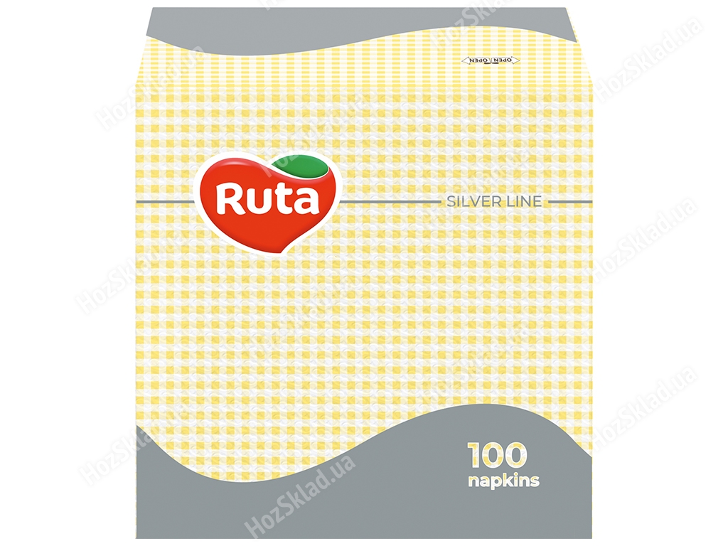 Салфетки Ruta 24х24см, 100шт, однослойные, желтые