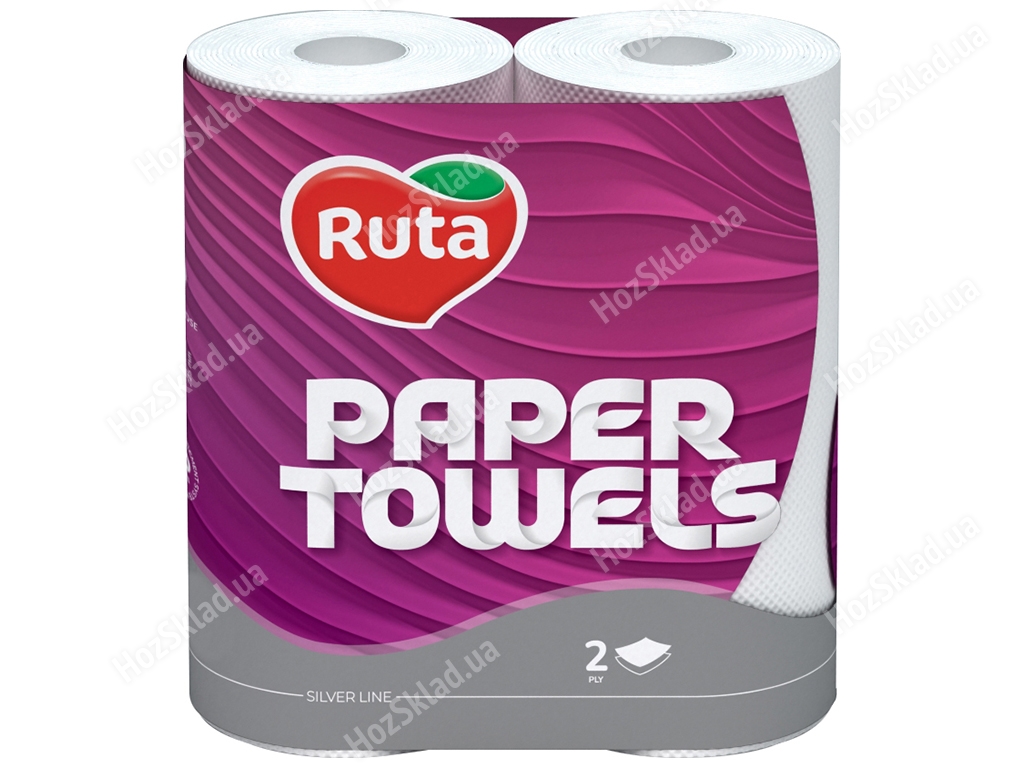 Полотенца бумажные Ruta Universal, 2х слойные, 2 рулона, белые