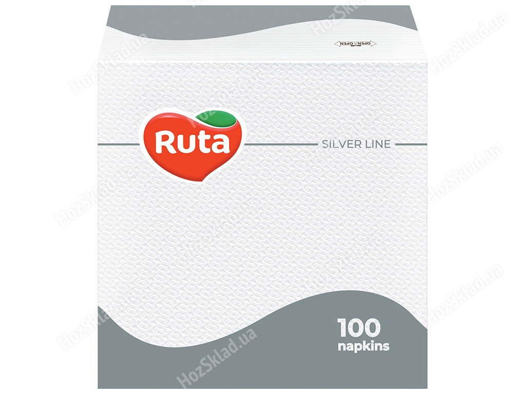 Серветки Ruta 33х33см, 100шт, одношарові, білі