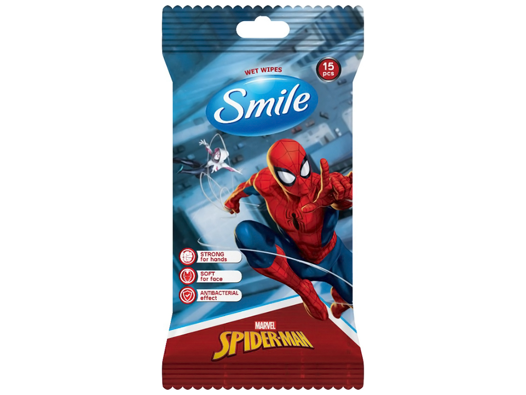 Серветка волога Smile Marvel, антибактеріальна, 15шт