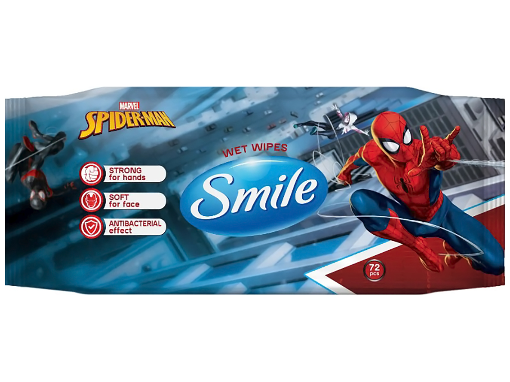 Серветка волога Smile Marvel, антибактеріальна, 72шт