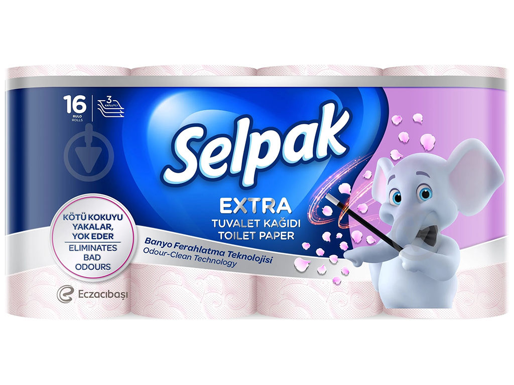 Туалетная бумага Selpak Extra белая, 3 слоя, 16шт