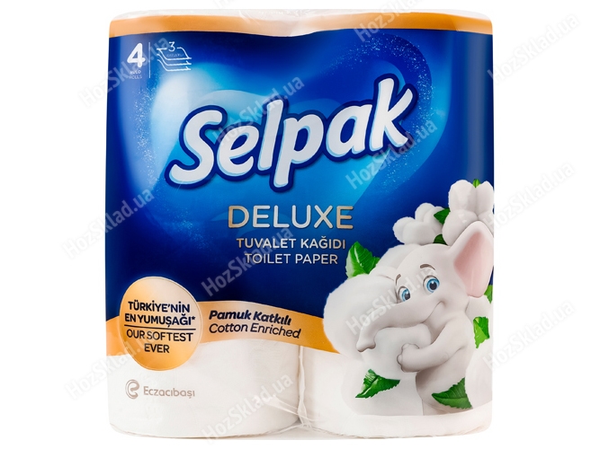 Бумага туалетная Selpak Deluxe белая трехслойная (цена за упаковку 4шт)