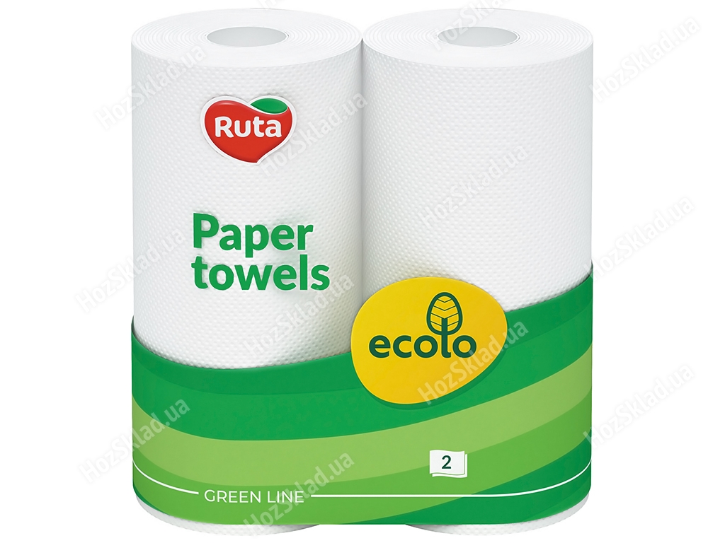 Рушники паперові Ruta Ecolo, 2х шарові, 2 рулони, білі
