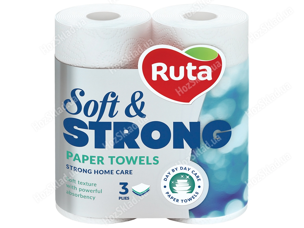 Рушники паперові Ruta Soft Strong, 3х шарові, 2 рулони, білі