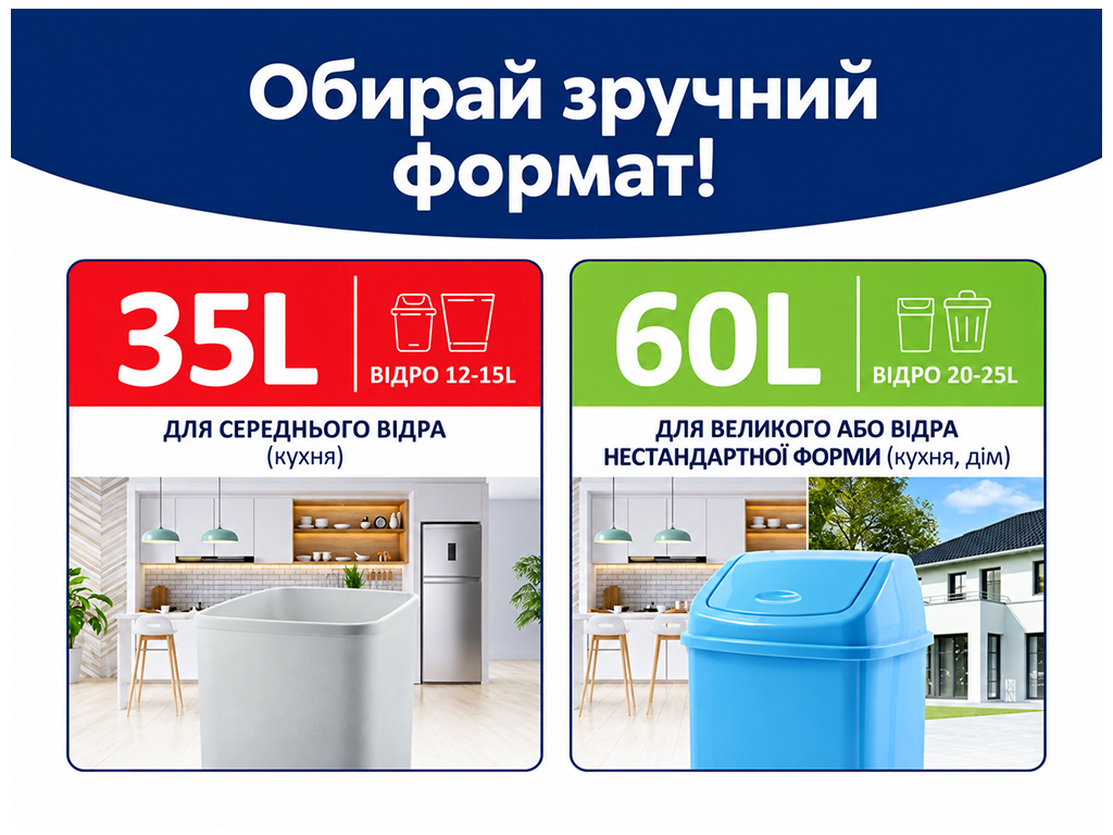 Пакети для сміття Фрекен Бок Flexy, із затяжками, особливо міцні, 35 л, 10 шт