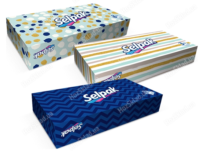 Серветки косметичні Selpak в коробцi, 3х шарові (ціна за упаковку 70шт)
