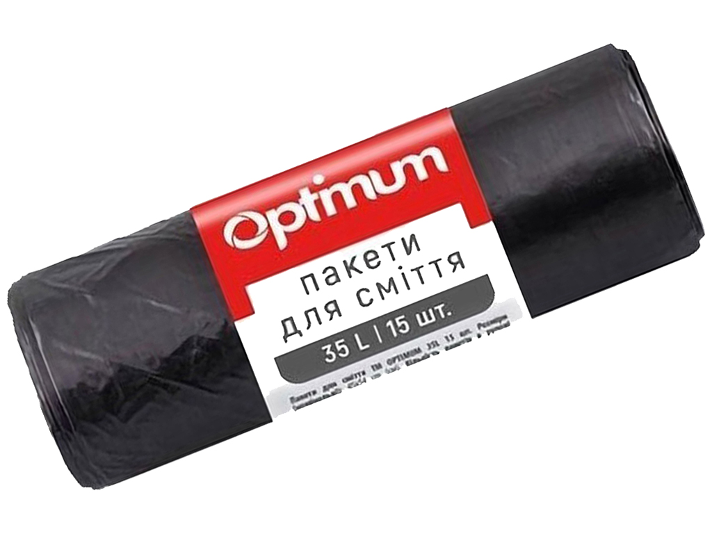 Пакеты для мусора Pro service Optimum, 35л, 15шт, 45х54см, черный HD