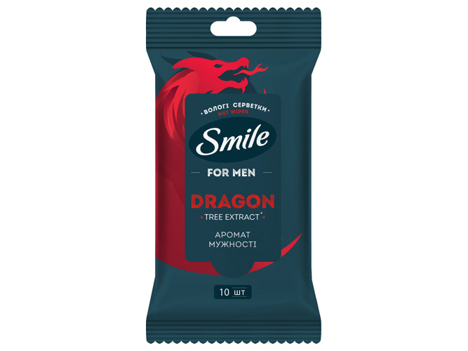 Салфетки влажные для очищения кожи рук, лица и тела Smile Men, с экстрактом дерева дракона, 10шт 