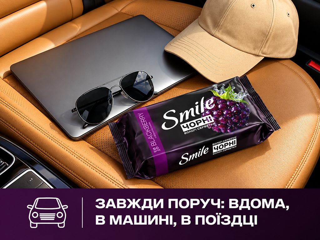 Влажные салфетки Smile Черные, для рук и тела, с ароматом ежевики, 50 шт