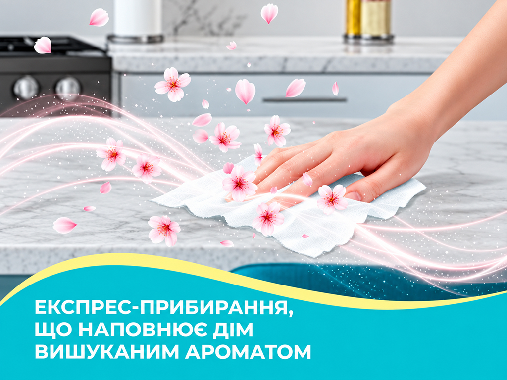 Серветки вологі для прибирання Pani Blysk Вишнева розкіш, універсальні, 48 шт