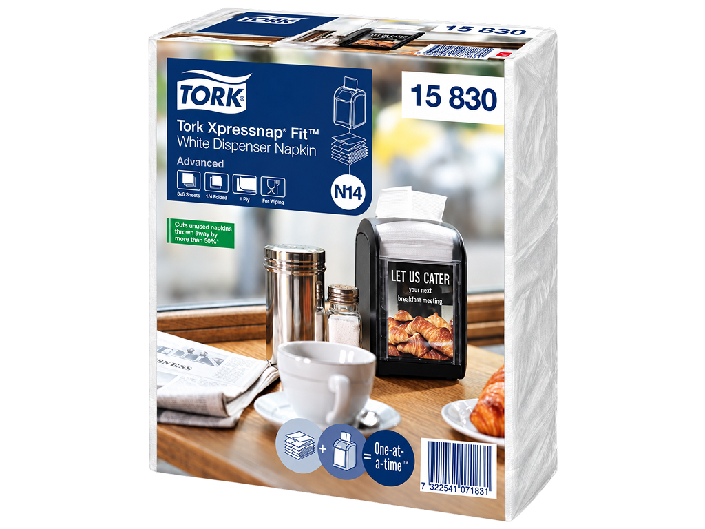 Серветки Tork Xpressnap Fit, 2 шари, Z-складання, 16,5×21,3 см, 720 шт