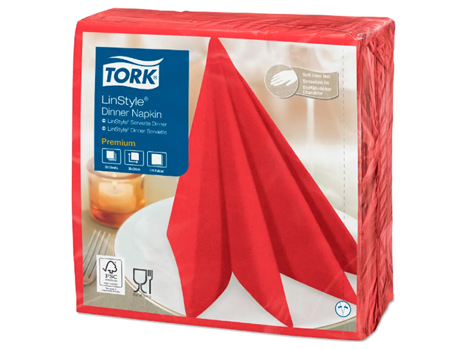 Серветки для декору Tork LinStyle Premium, 39х39см, червоні (ціна за упаковку 50шт)