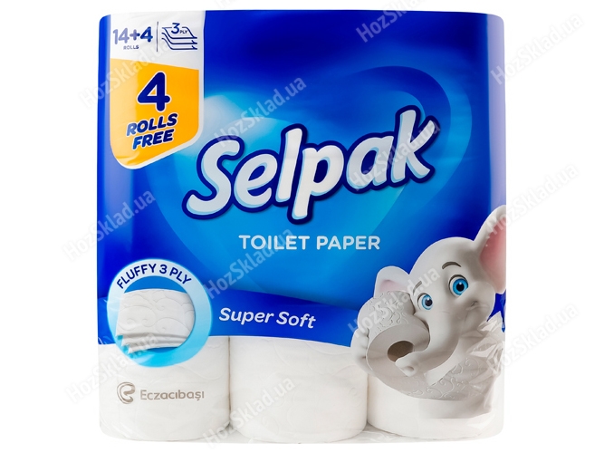 Папiр туалетний Selpak білий тришаровий (ціна за упаковку 12шт)
