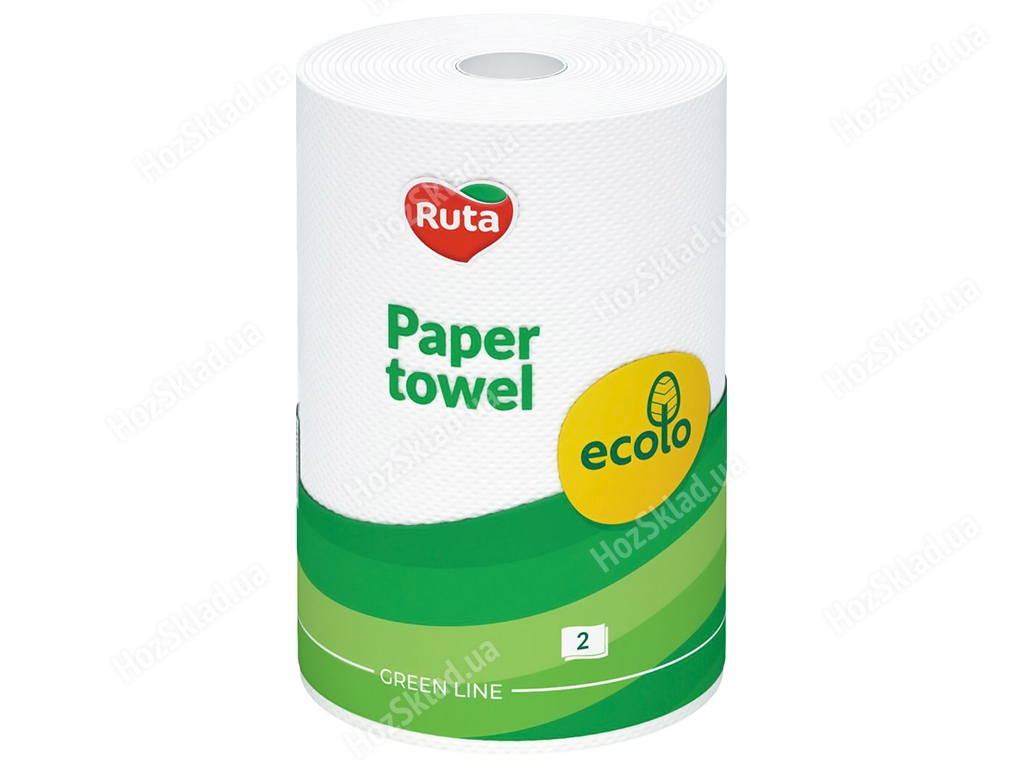 Полотенца бумажные Ruta Ecolo, 2х слойные, 1 рулон, белые
