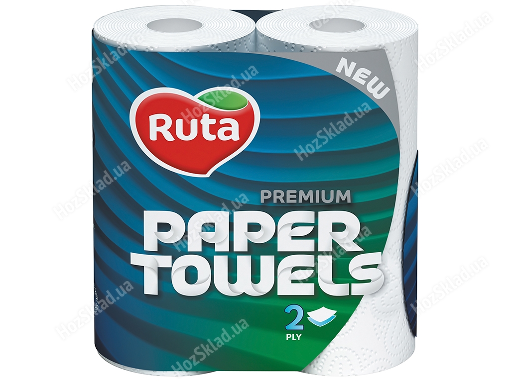 Рушники паперові Ruta Premium, 2х шарові, 2 рулони, білі