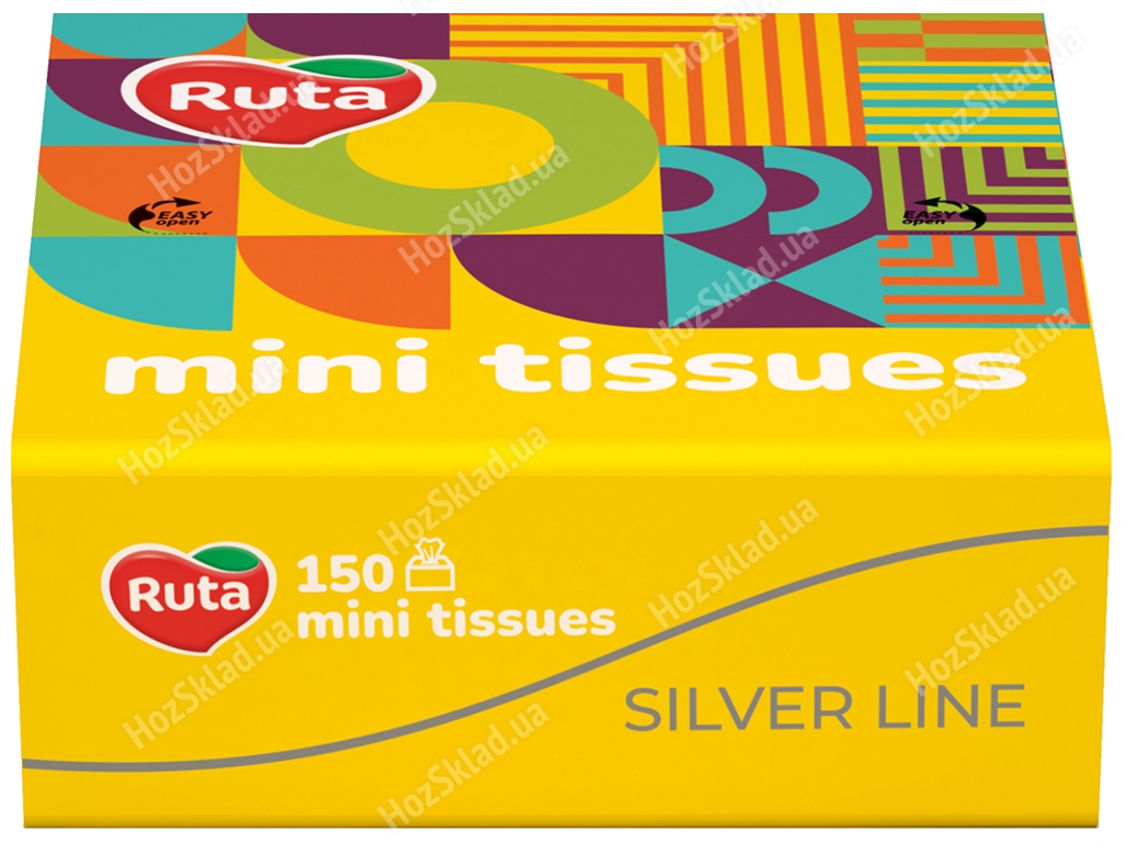 Хустинки носові Ruta Mini Tissues, 150 листів, 2х шарові, без аромату (ціна за пачку 150 хустинок)