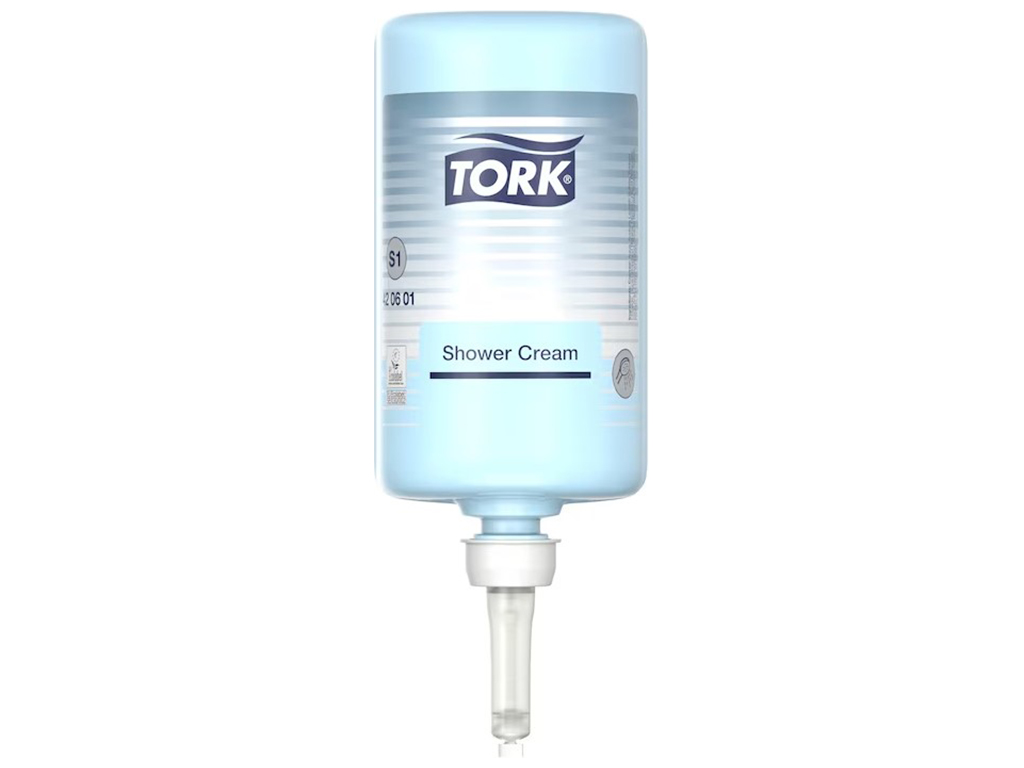 Рідке мило-гель для тіла та волосся Tork Premium, 1л, світло-блакитне S1