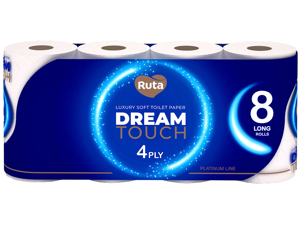 Папір туалетний Ruta Dream touch, 4 шари, білий, 8 рулонів