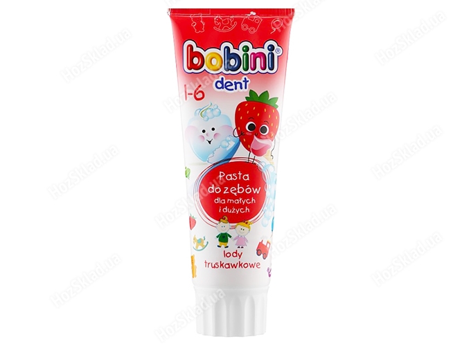 Зубна паста Bobini Kids Strawberry, для дітей від 1 року, 75мл