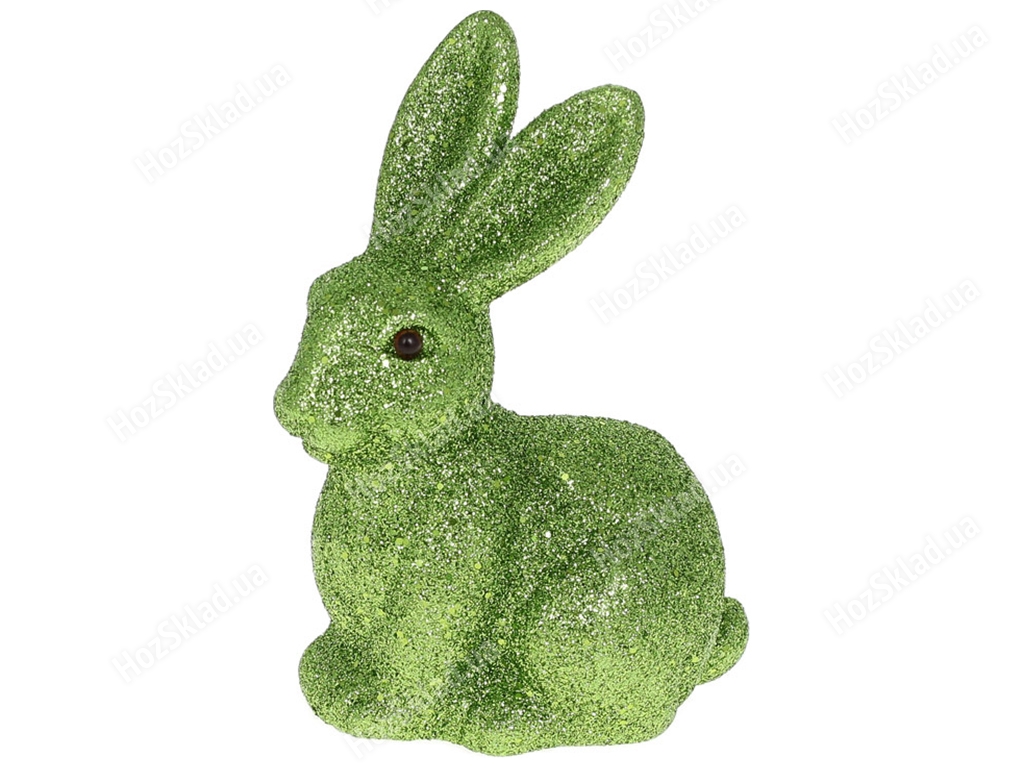 Фігурка декоративна Кролик, 15см, колір - зелений гліттер