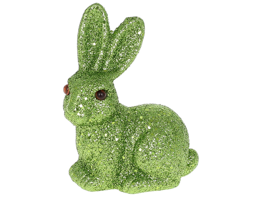 Фігурка декоративна Кролик, 10см, колір - зелений гліттер
