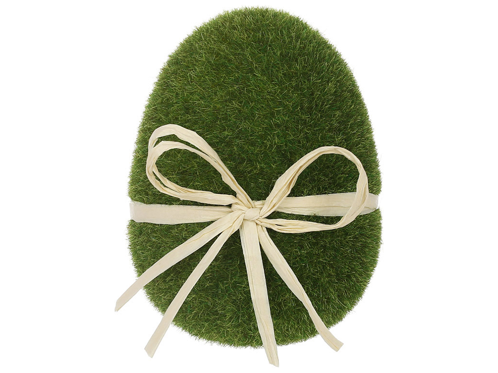 Пасхальный декор Яйцо с флоковым напылением, 9х12см, цвет - зеленый
