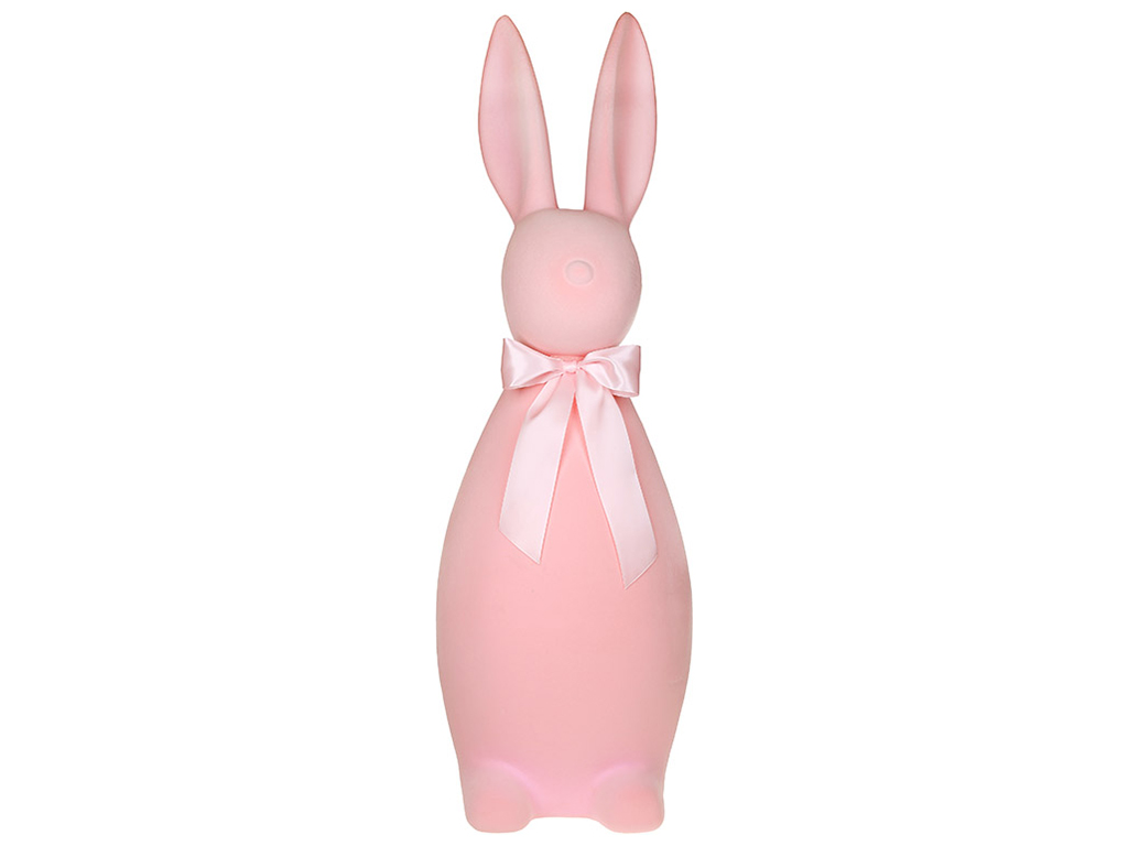 Фигурка декоративная Кролик с флоковым напылением, 132см, цвет - розовый
